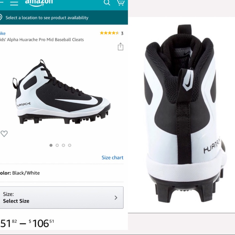 LAST 1 NWT Nike Huarache Pro Mid Baseball Cleats - Picture 8 of 9